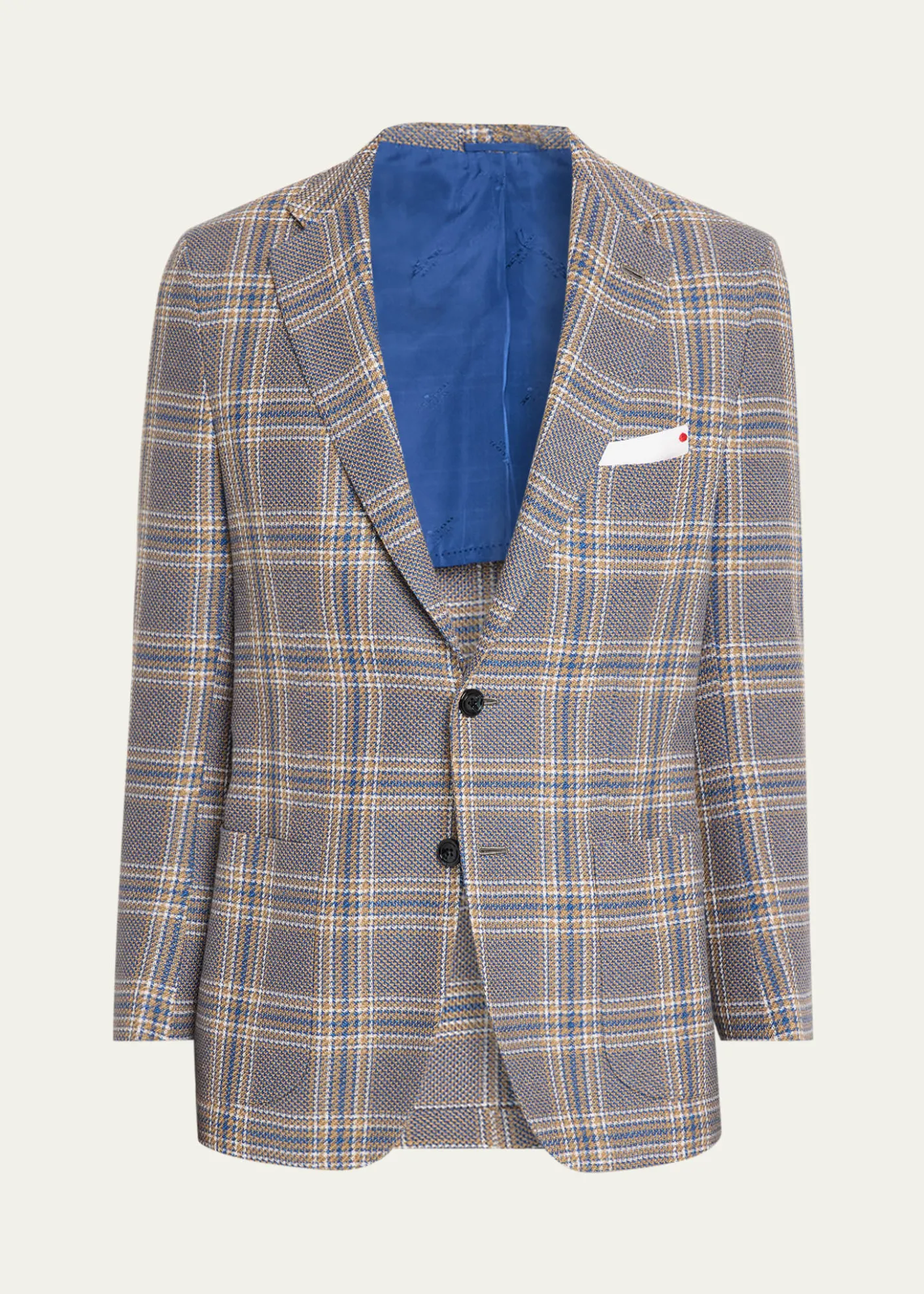 KitonMen's Plaid Cashmere and Linen Single-Breasted Sport Coat