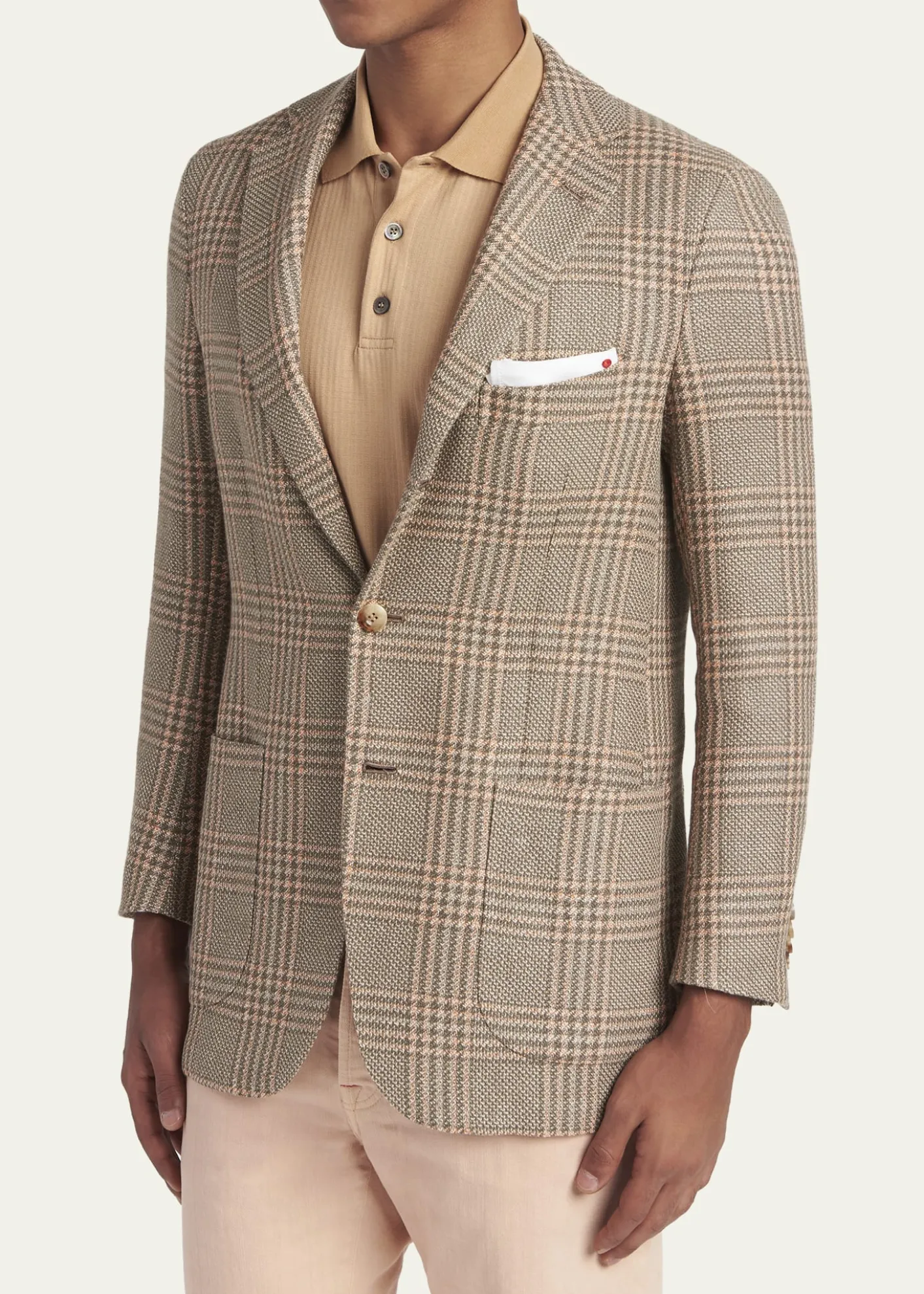 KitonMen's Prince of Wales Cashmere and Linen Sport Coat