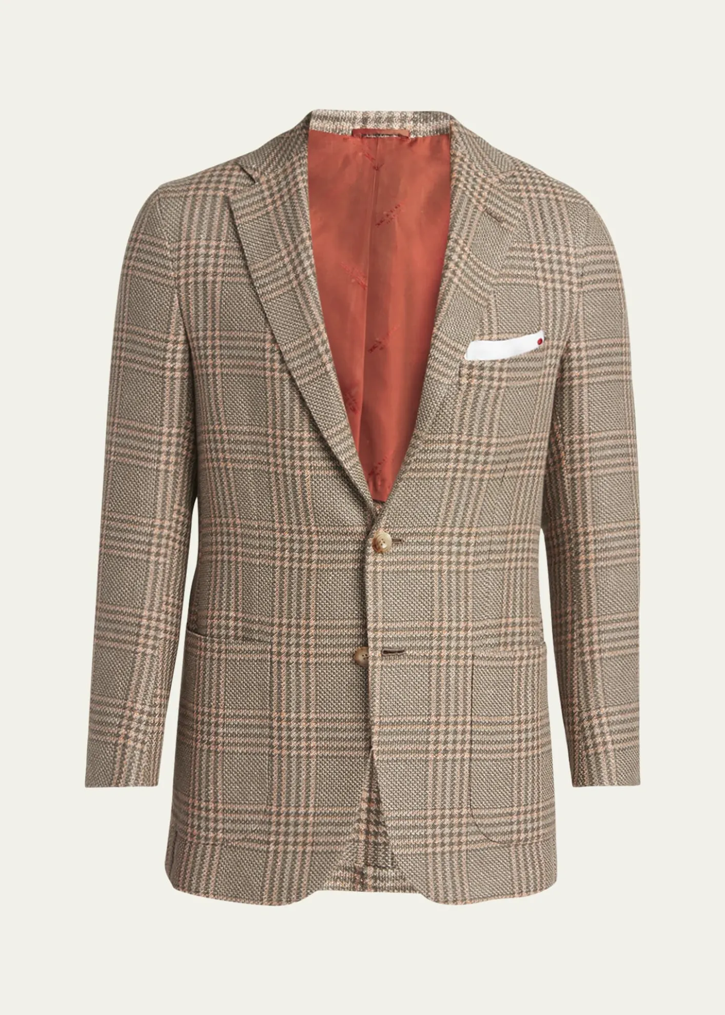 KitonMen's Prince of Wales Cashmere and Linen Sport Coat