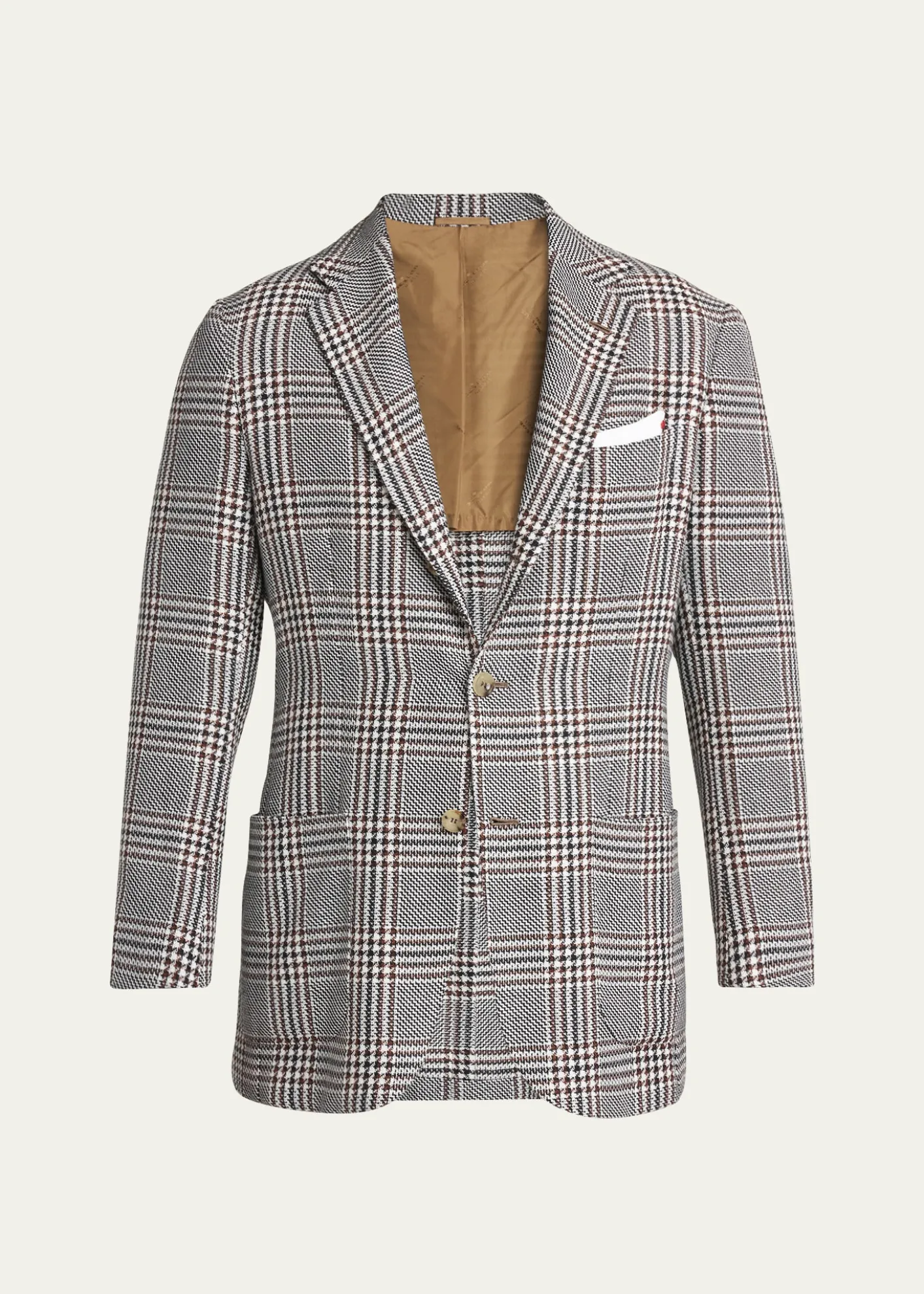 KitonMen's Prince of Wales Cashmere and Linen Sport Coat
