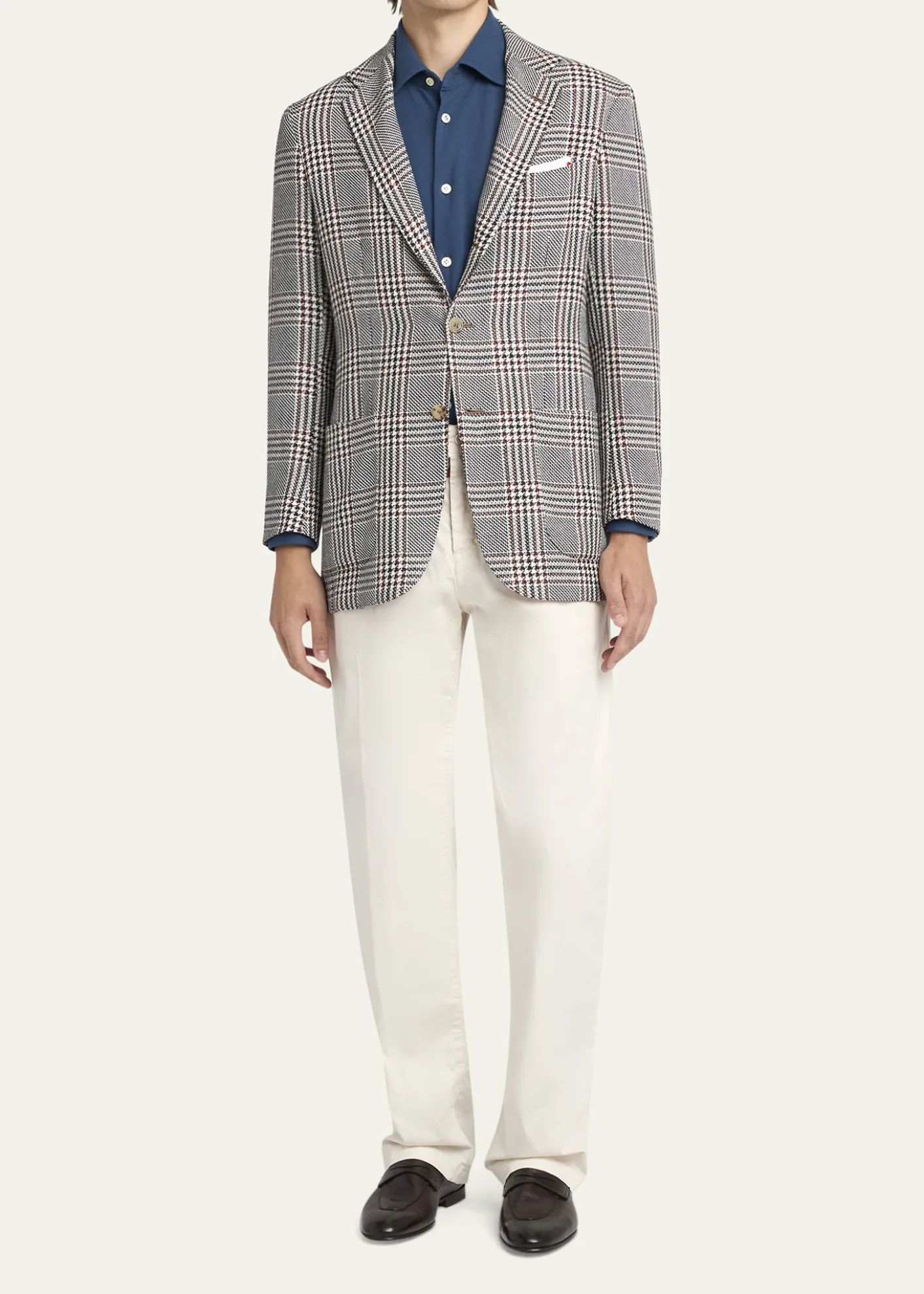 KitonMen's Prince of Wales Cashmere and Linen Sport Coat
