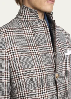KitonMen's Prince of Wales Cashmere and Linen Sport Coat