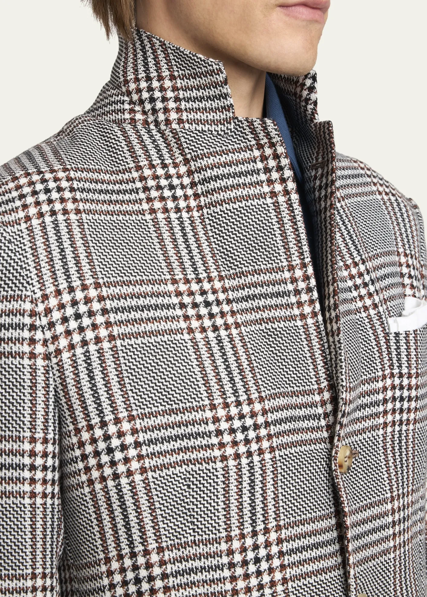 KitonMen's Prince of Wales Cashmere and Linen Sport Coat