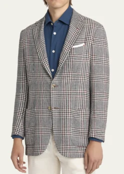 KitonMen's Prince of Wales Cashmere and Linen Sport Coat