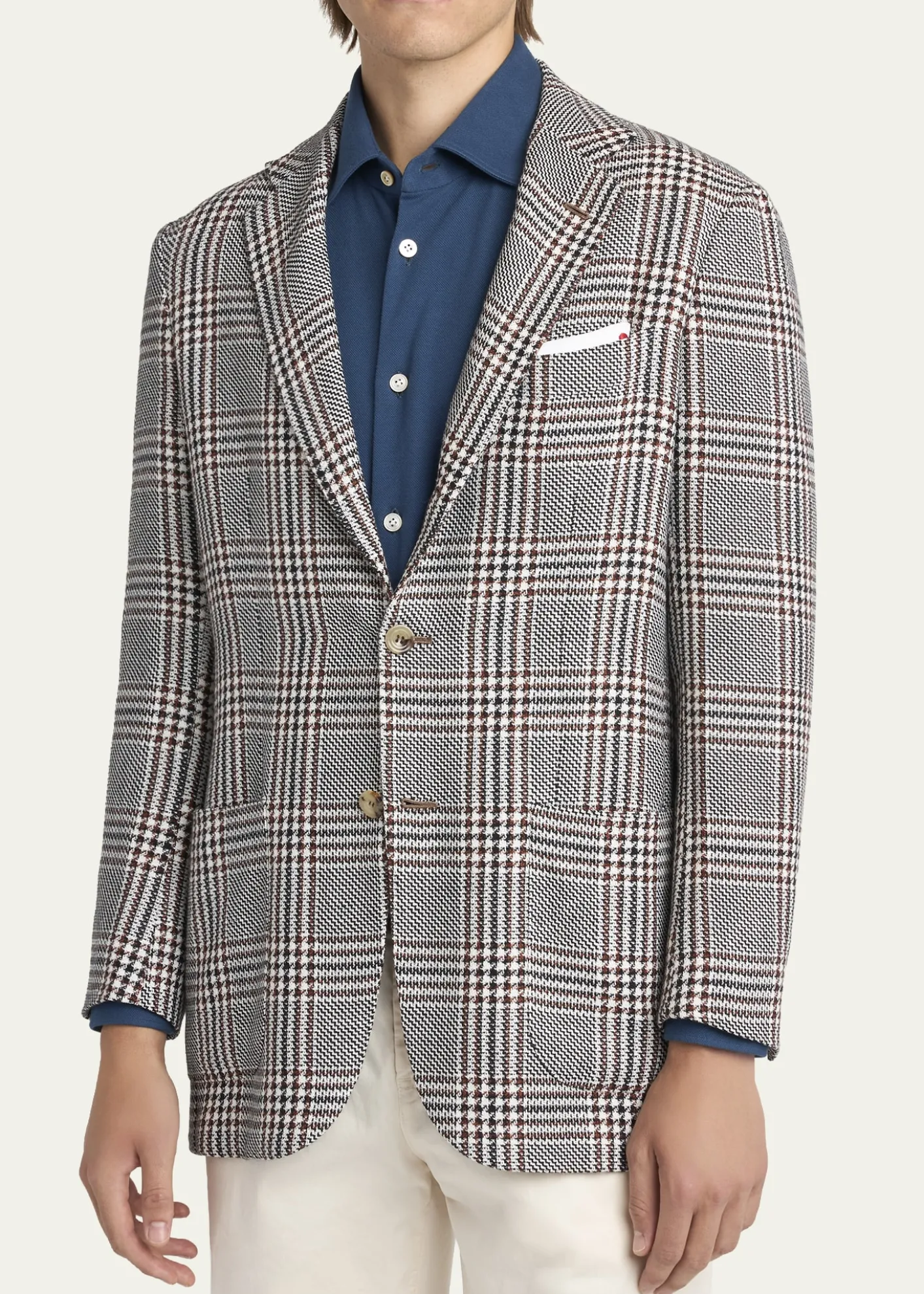 KitonMen's Prince of Wales Cashmere and Linen Sport Coat
