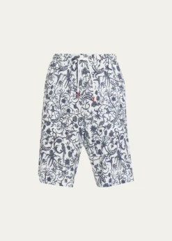 KitonMen's Printed Linen Drawstring Shorts