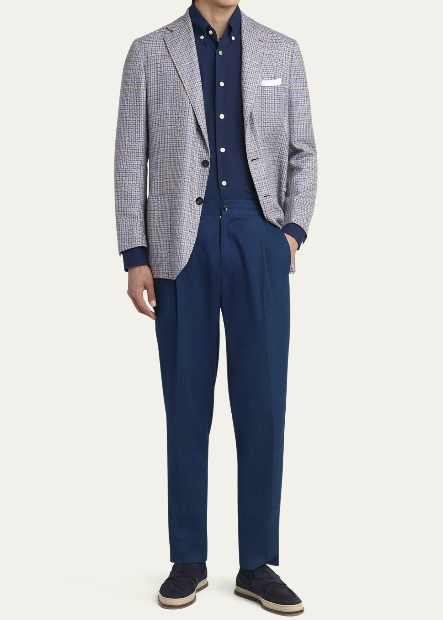 KitonMen's Sasha Wool Pleated Stretch Pants