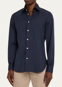 KitonMen's Solid Cotton Sport Shirt
