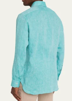 KitonMen's Solid Linen Button-Down Shirt