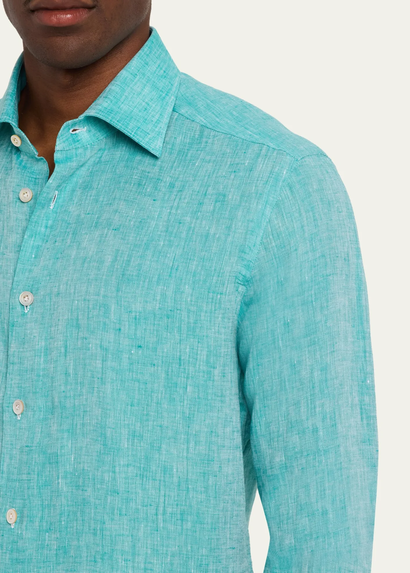 KitonMen's Solid Linen Button-Down Shirt
