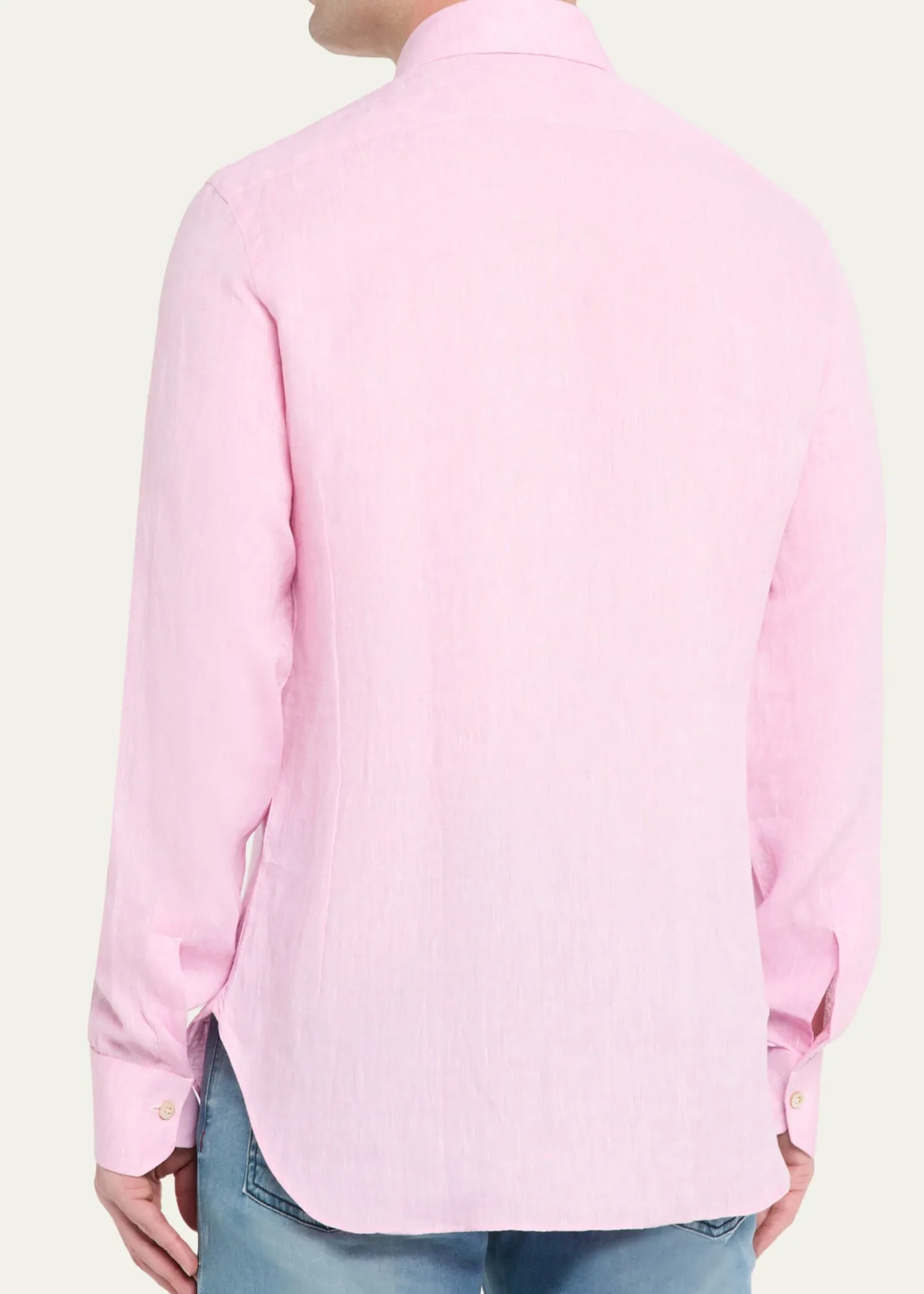 KitonMen's Solid Linen Button-Down Shirt with Mother-Of-Pearl