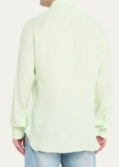 KitonMen's Solid Linen Button-Down Shirt with Mother-Of-Pearl