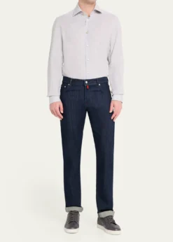 KitonMen's Solid Linen Button-Down Shirt with Mother-Of-Pearl