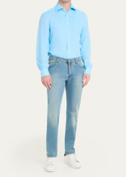 KitonMen's Solid Linen Button-Down Shirt with Mother-Of-Pearl