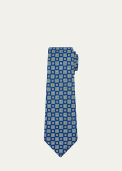 KitonMen's Square Medallion Silk 7-Fold Tie