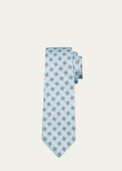 KitonMen's Square Medallion Silk 7-Fold Tie