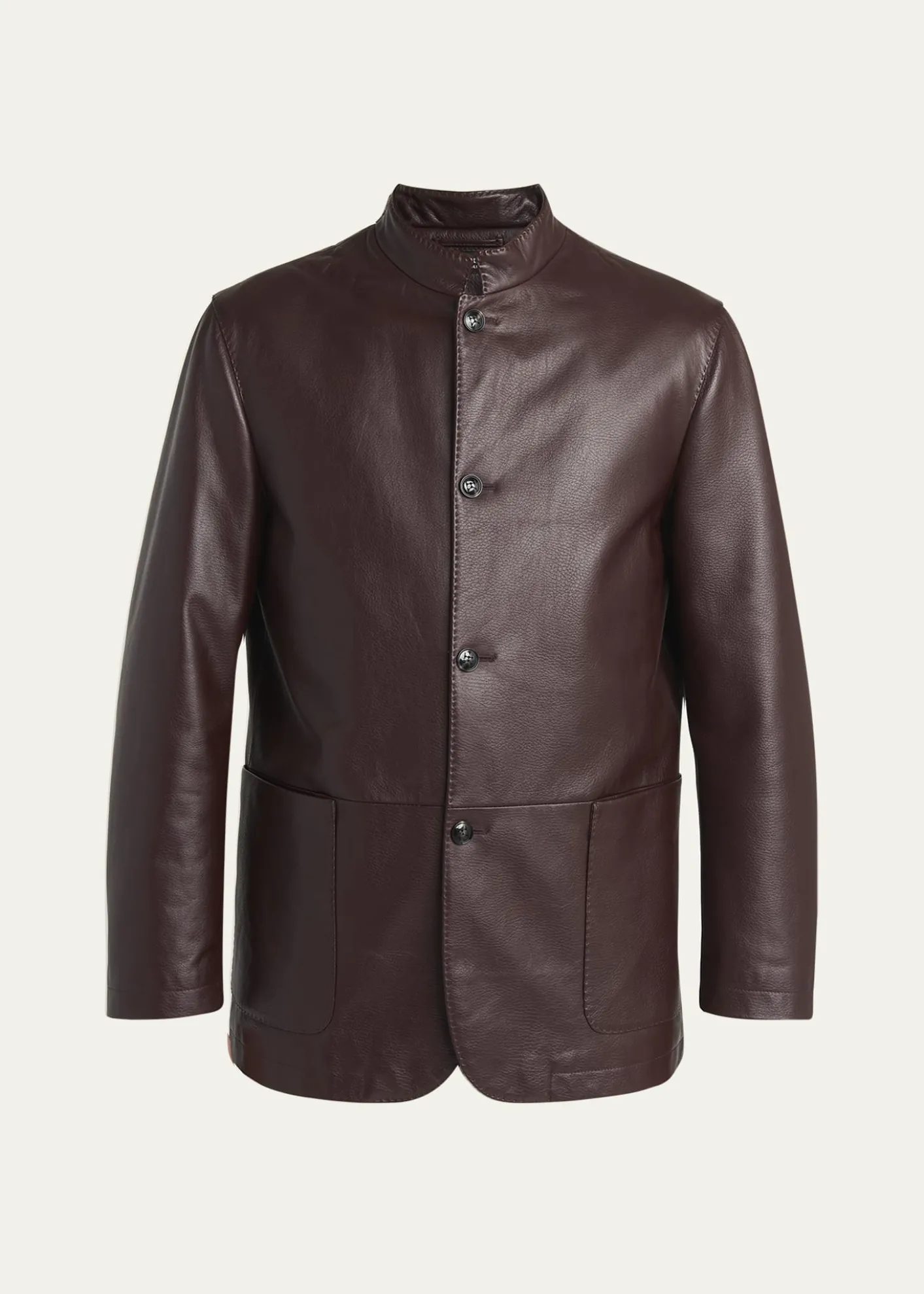 KitonMen's Stand-Collar Leather Jacket