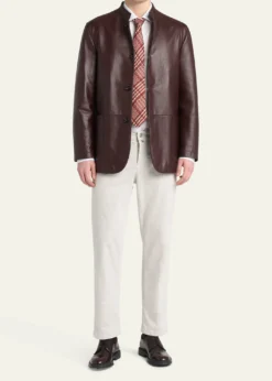 KitonMen's Stand-Collar Leather Jacket