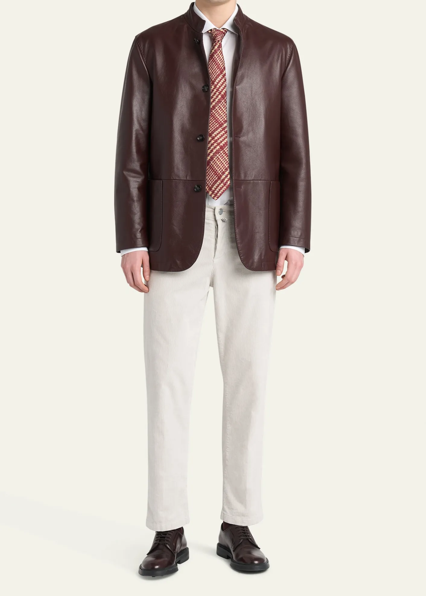 KitonMen's Stand-Collar Leather Jacket