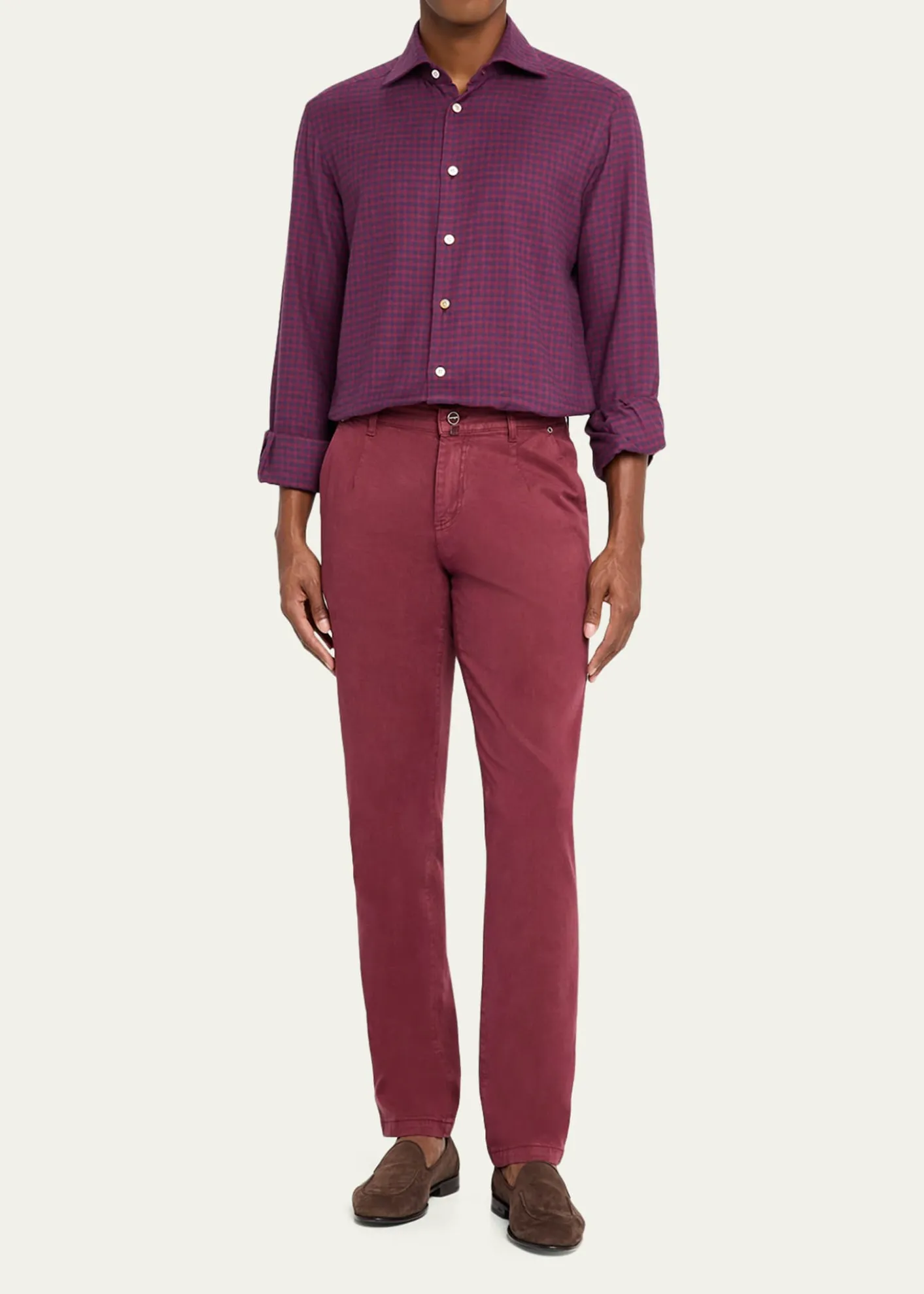 KitonMen's Straight Fit Flat-Front Pants