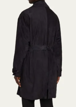 KitonMen's Suede Double-Breasted Trench Coat