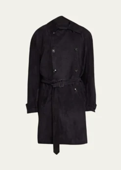 KitonMen's Suede Double-Breasted Trench Coat