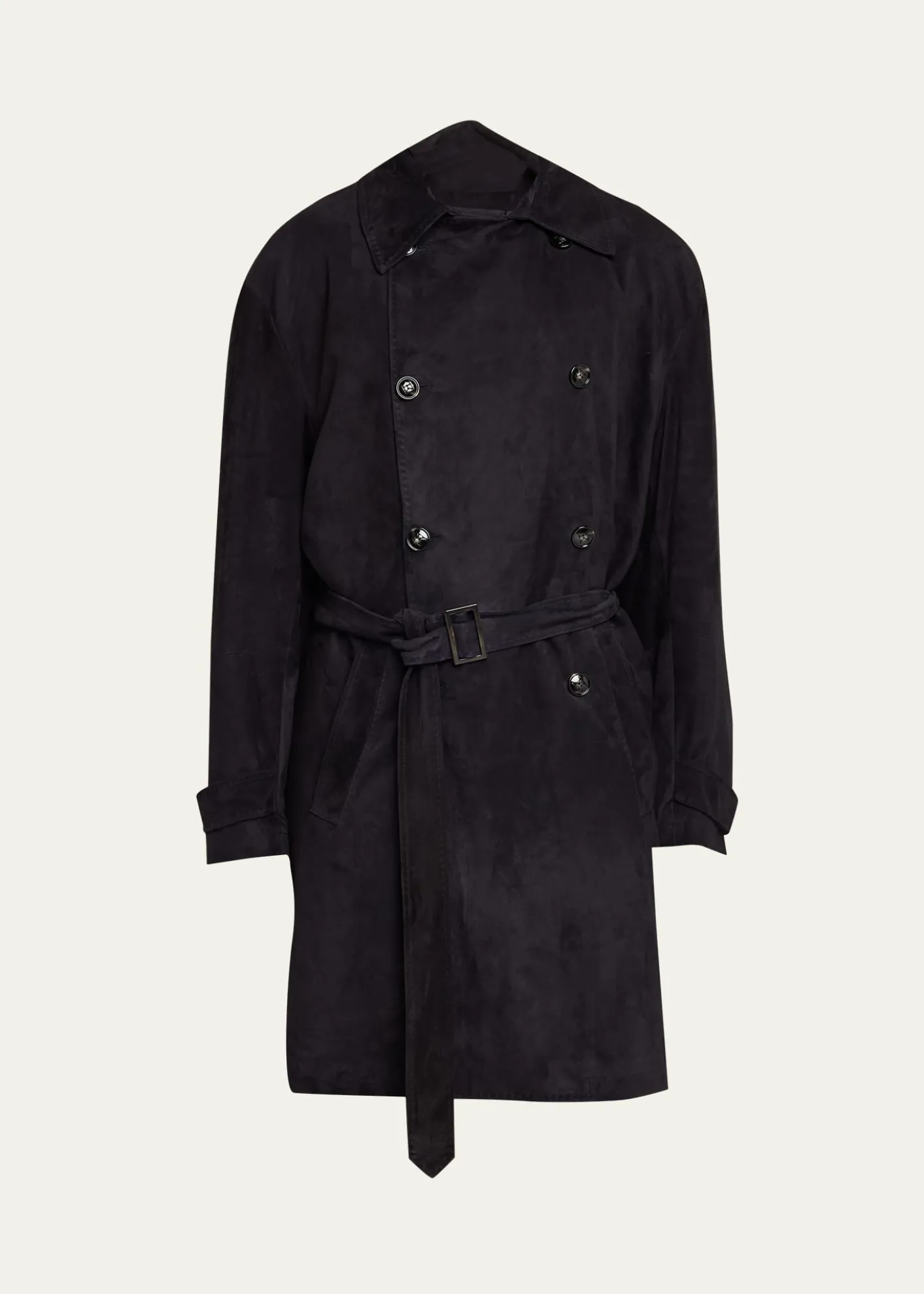 KitonMen's Suede Double-Breasted Trench Coat