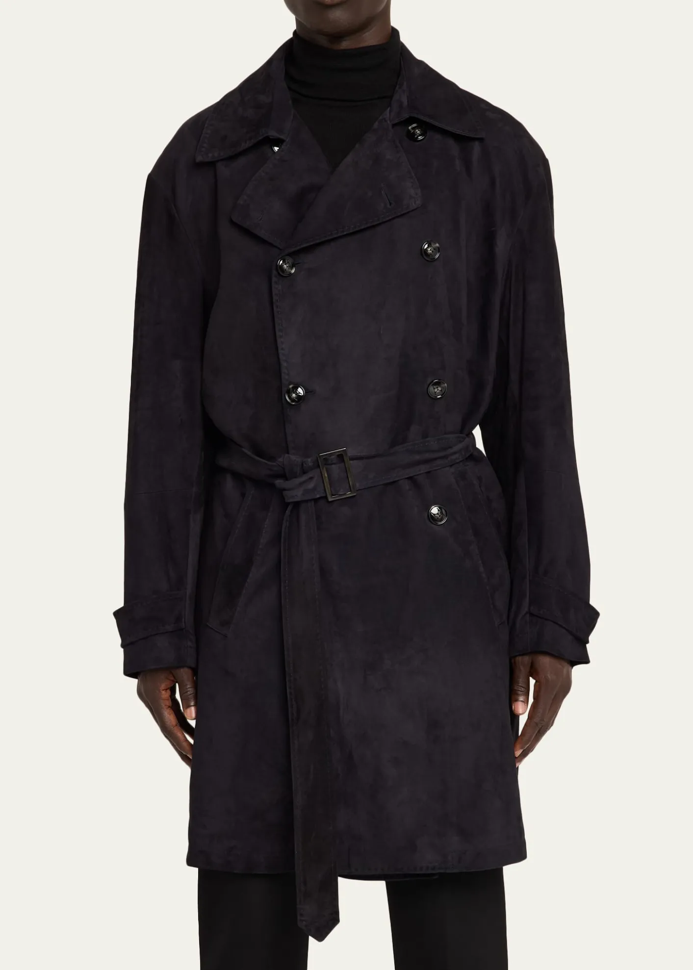 KitonMen's Suede Double-Breasted Trench Coat