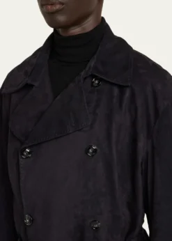 KitonMen's Suede Double-Breasted Trench Coat