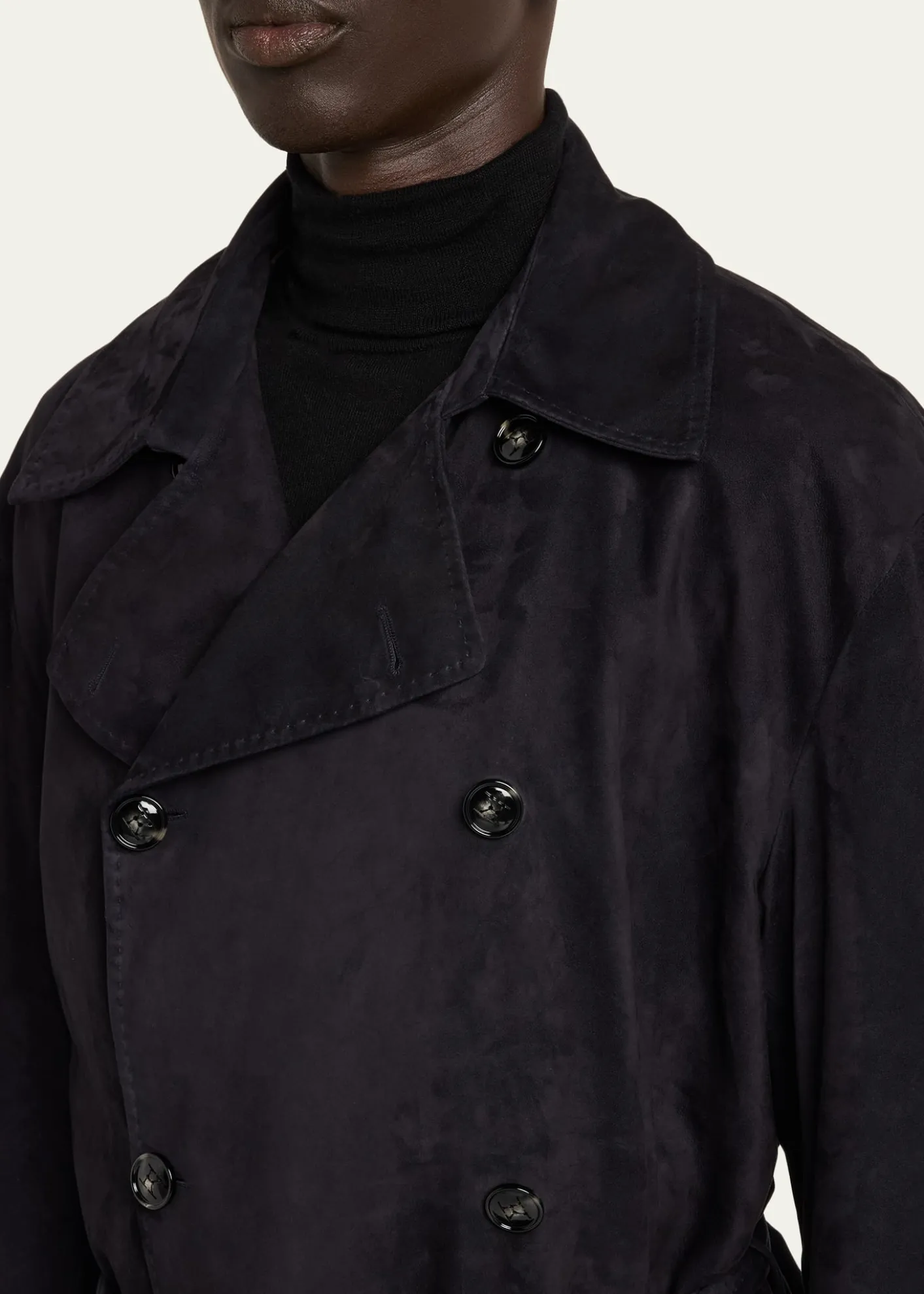 KitonMen's Suede Double-Breasted Trench Coat