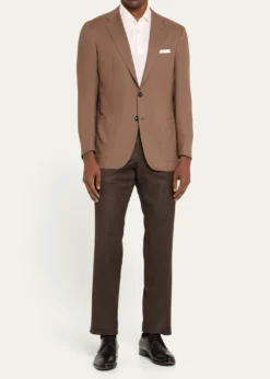 KitonMen's Textured Brown Suit Trousers