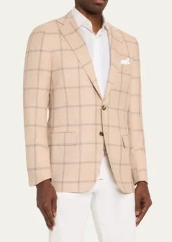 KitonMen's Windowpane Cashmere Single-Breasted Sport Coat