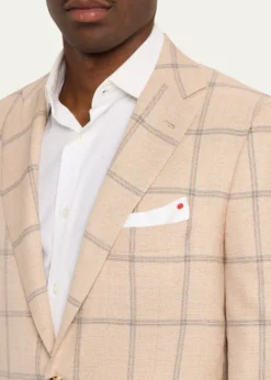 KitonMen's Windowpane Cashmere Single-Breasted Sport Coat