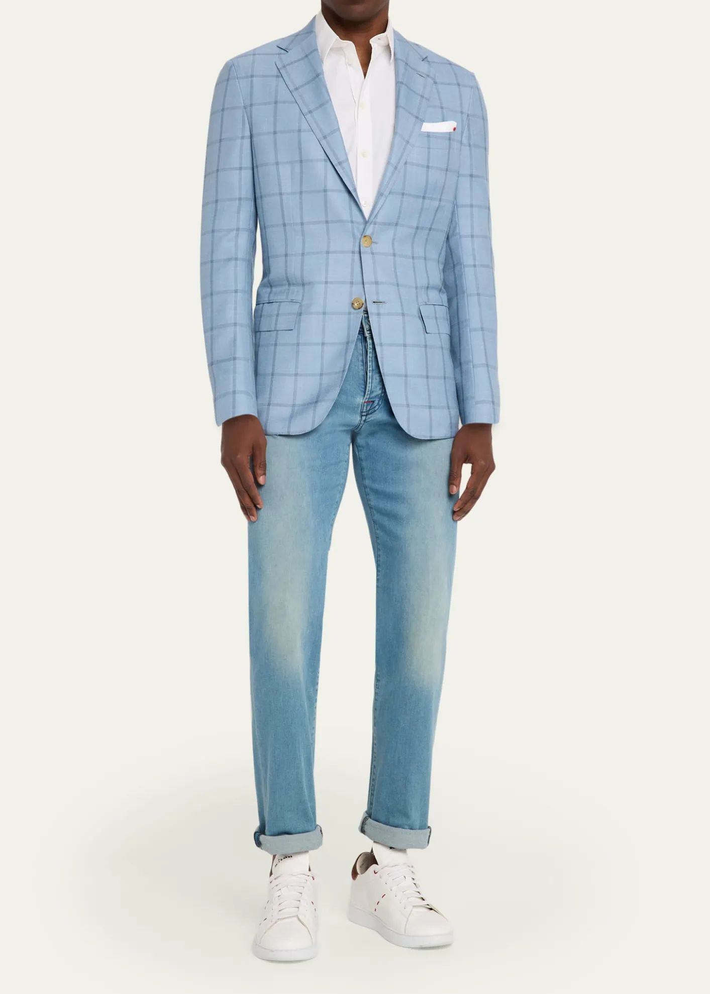 KitonMen's Windowpane Check Cashmere Sport Coat