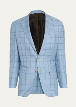 KitonMen's Windowpane Check Cashmere Sport Coat