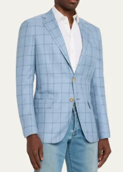 KitonMen's Windowpane Check Cashmere Sport Coat