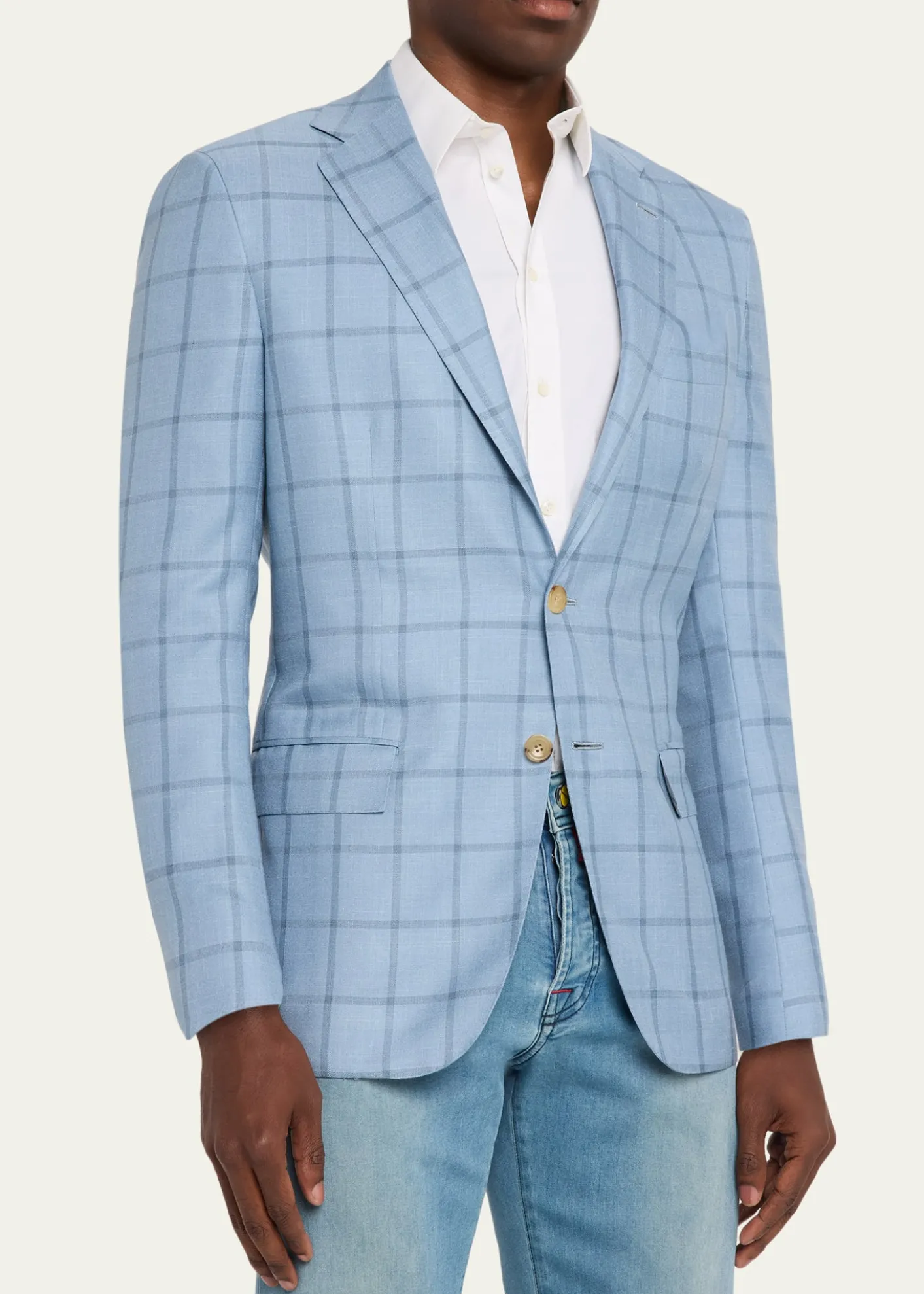 KitonMen's Windowpane Check Cashmere Sport Coat