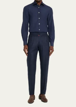 KitonMen's Windowpane Pleated Stretch Pants