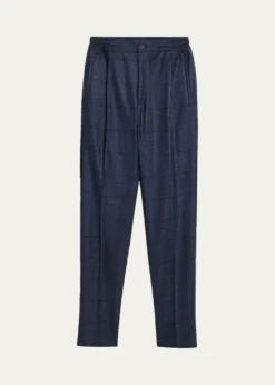 KitonMen's Windowpane Pleated Stretch Pants