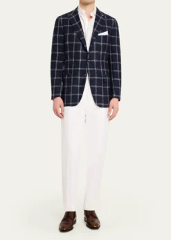 KitonMen's Windowpane Silk, Cotton and Cashmere Sport Coat