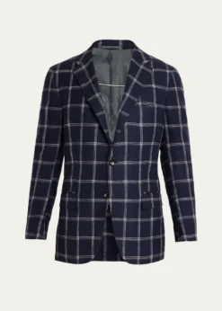 KitonMen's Windowpane Silk, Cotton and Cashmere Sport Coat