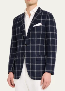 KitonMen's Windowpane Silk, Cotton and Cashmere Sport Coat
