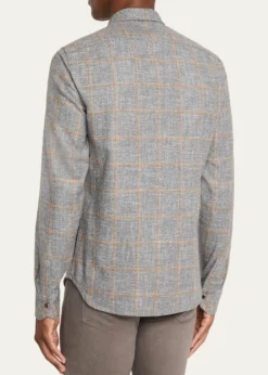 KitonMen's Windowpane Snap-Front Overshirt