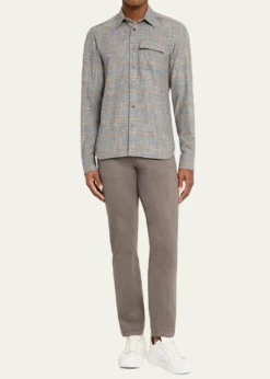 KitonMen's Windowpane Snap-Front Overshirt