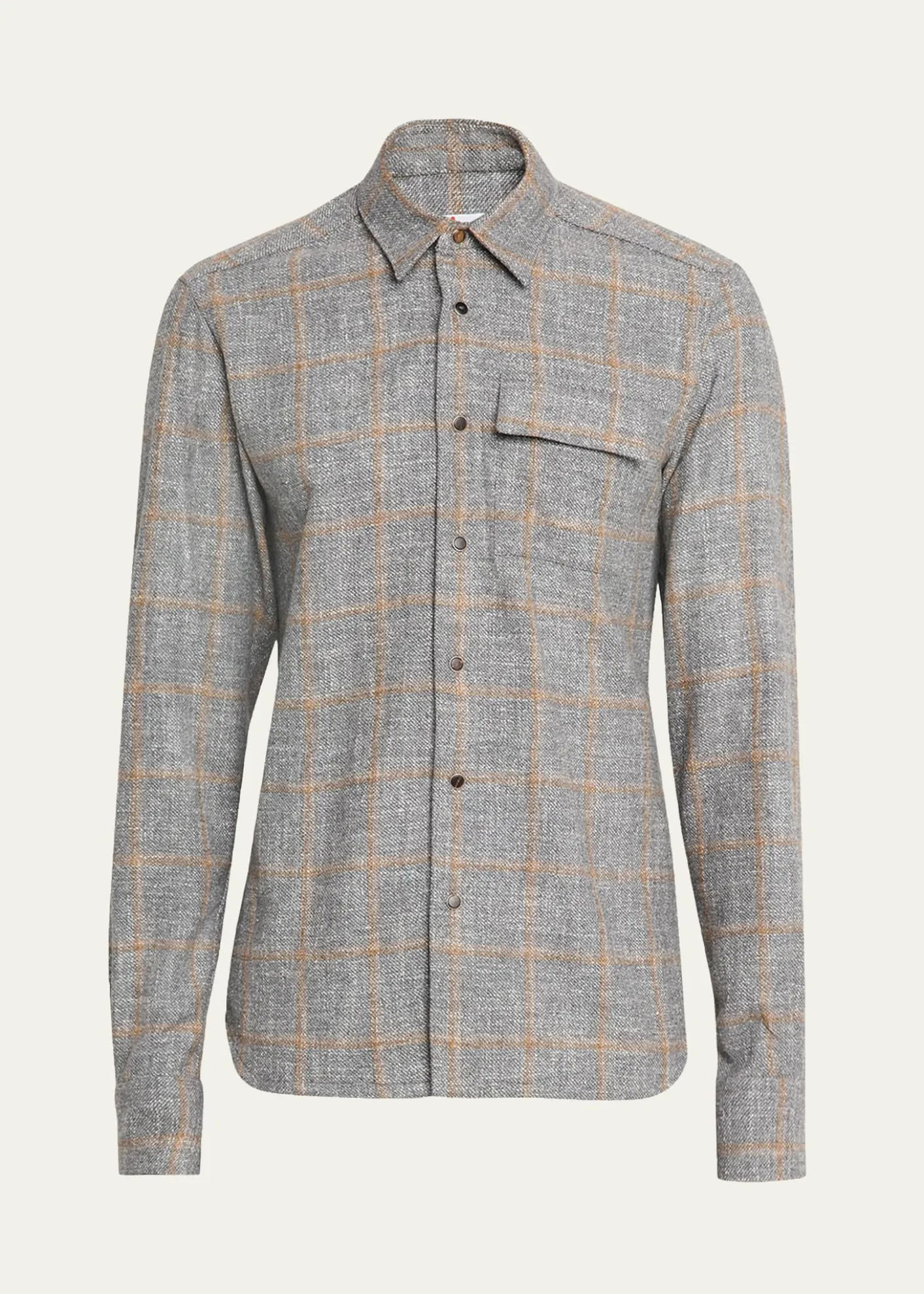 KitonMen's Windowpane Snap-Front Overshirt