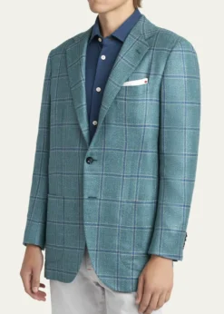 KitonMen's Windowpane Wool and Cashmere Contemporary-Fit Sport Coat