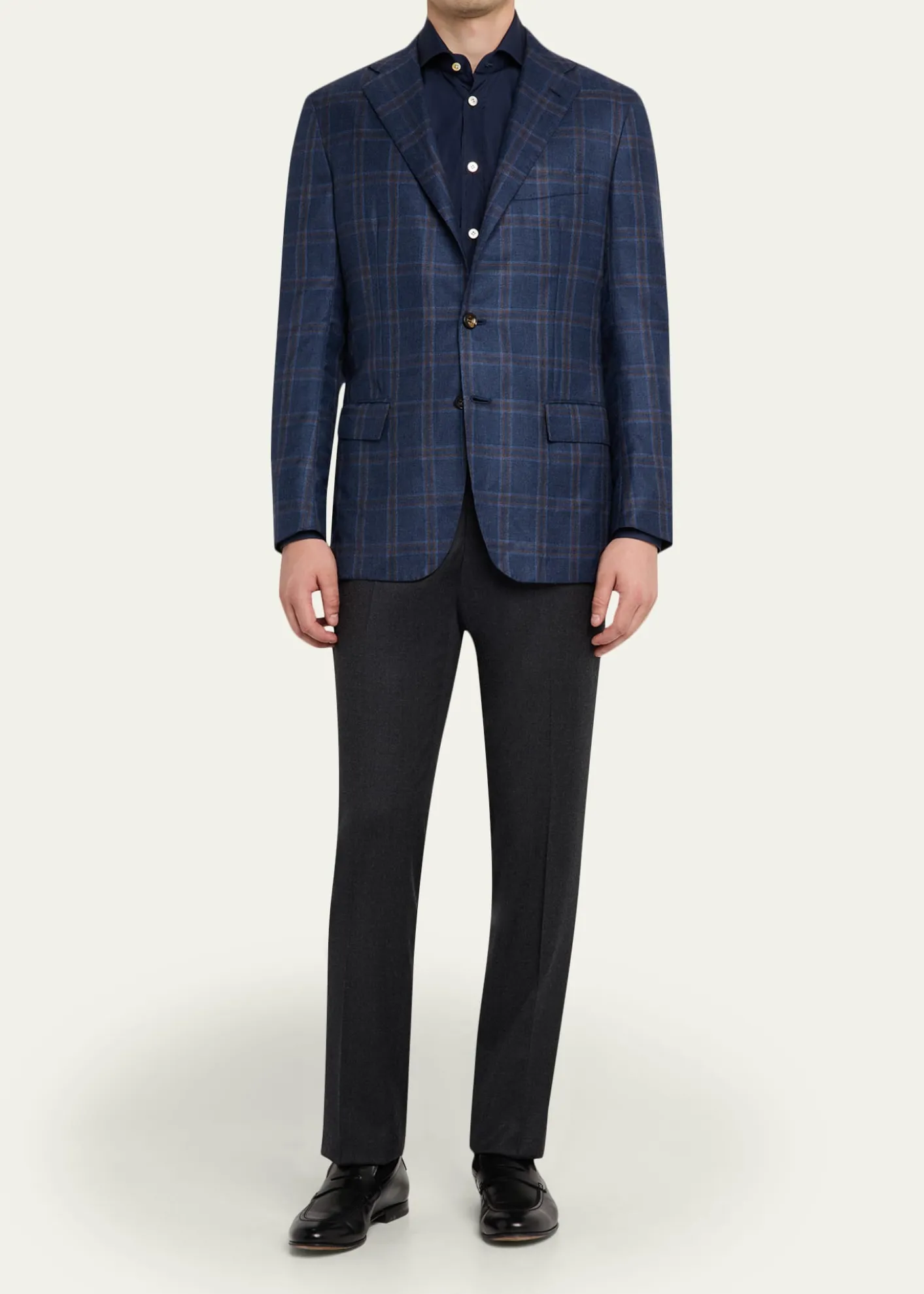 KitonMen's Wool and Cashmere Flat-Front Pants