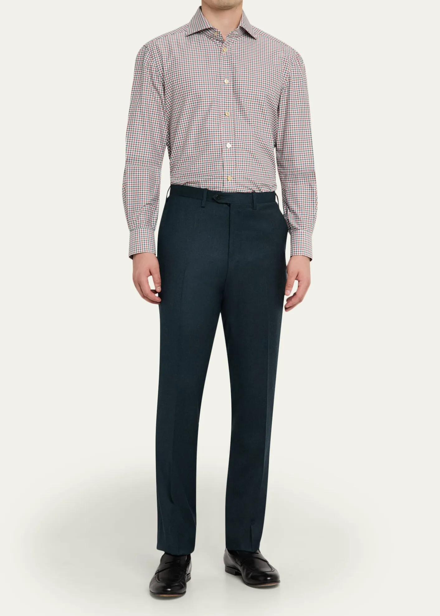 KitonMen's Wool and Cashmere Flat-Front Pants