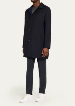 KitonMen's Wool and Silk Birdseye Reversible Raincoat