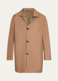 KitonMen's Wool and Silk Herringbone Reversible Raincoat